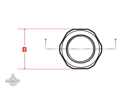 Line Drawing of Three Piece Coupling by Robroy Stainless