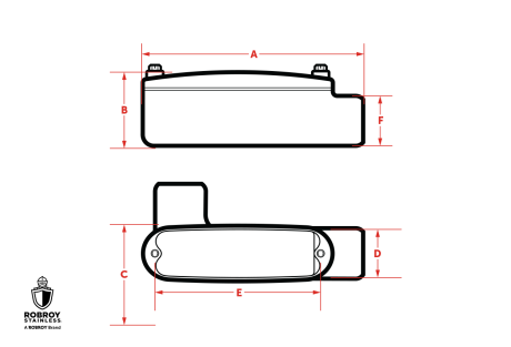 Line Drawing of Conduit Body Assemblies by Robroy Stainless
