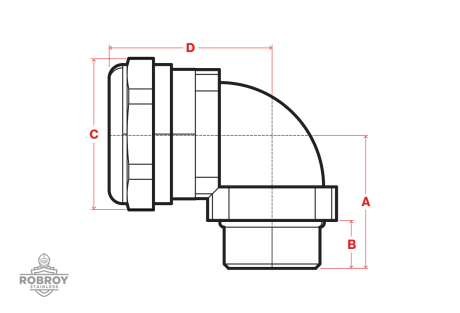 diagram-line-art-liquid-tight-fitting-90-degree.png Line Drawing of Liquid Tight Fitting - 90 Degrees by Robroy Stainless
