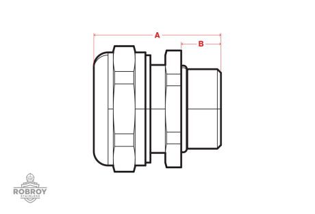 Line Drawing of Liquid Tight Fitting - Straight by Robroy Stainless