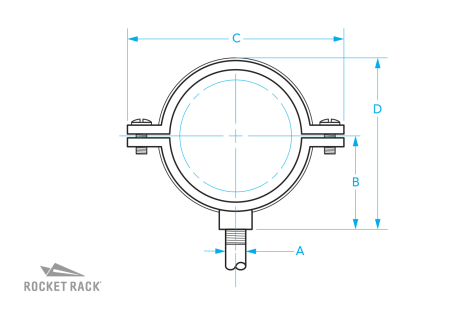 Line Drawing of Split Ring Clamp by Rocket Rack