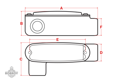 Line Drawing of Conduit Body LR by Robroy Stainless
