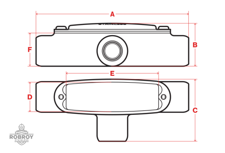 Line Drawing of Conduit Body T by Robroy Stainless