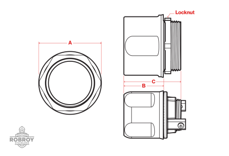 Line Drawing of Conduit Hub by Robroy Stainless